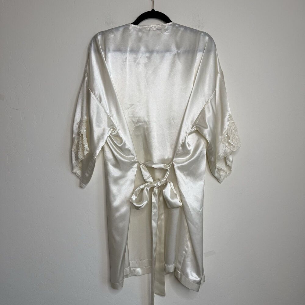 Victoria's Secret One Size Ivory Lace Trim Short Belted Robe Bridal Romantic - Picture 10 of 11